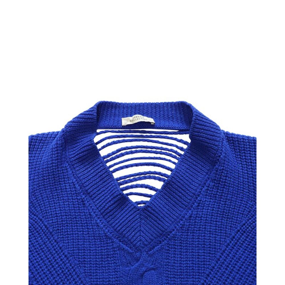 Versace Cable Knit Mini Dress in Royal Blue Wool - Picture 4 of 8